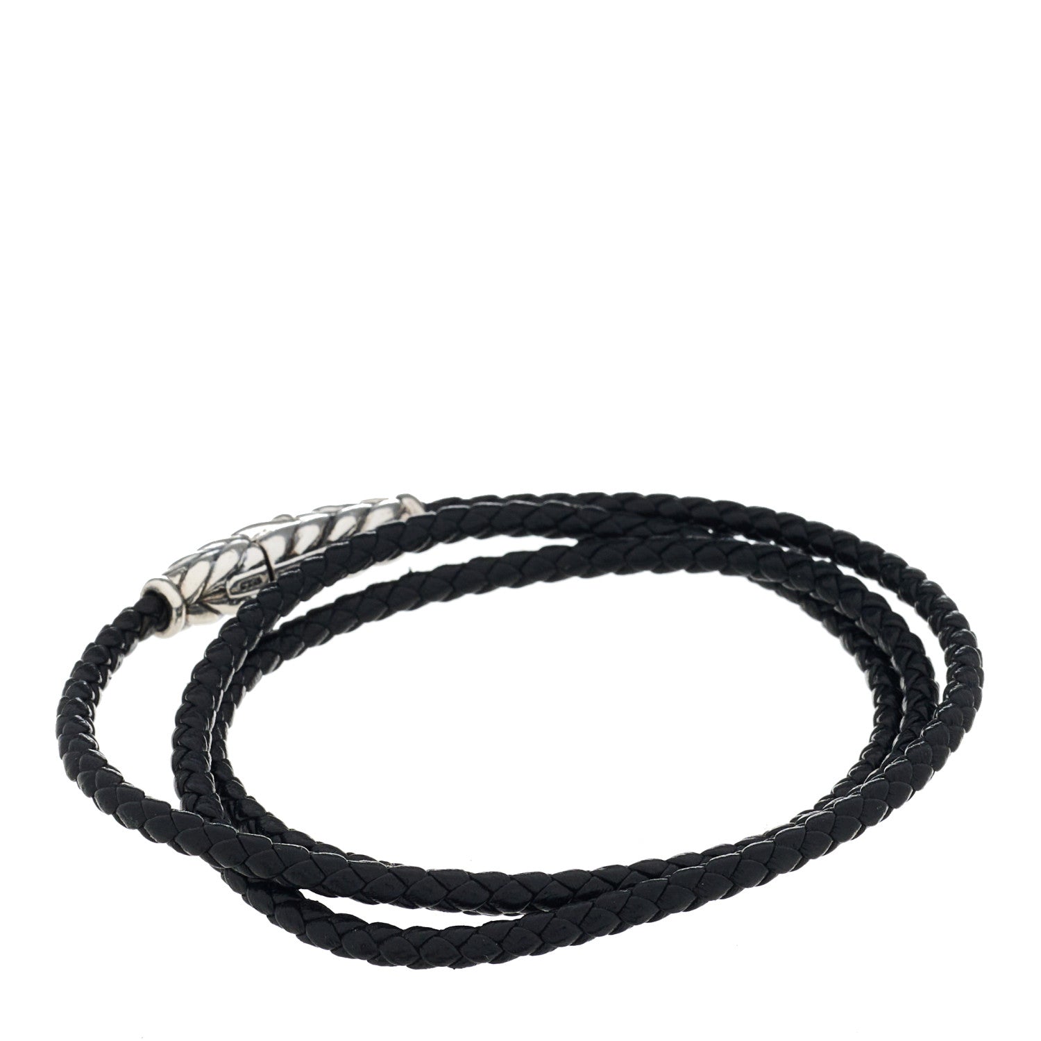 David Yurman Sterling Silver Chevron Triple-Wrap Bracelet Black 2 of 3