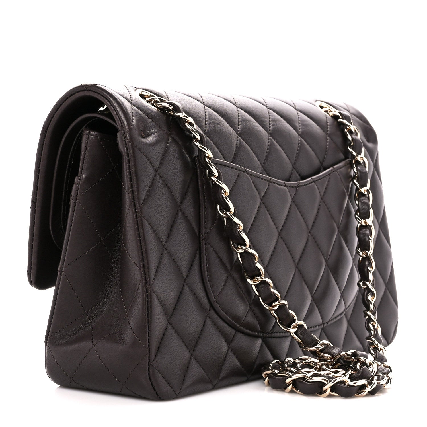 Chanel Lambskin Quilted Medium Double Flap Dark Brown 3 of 11