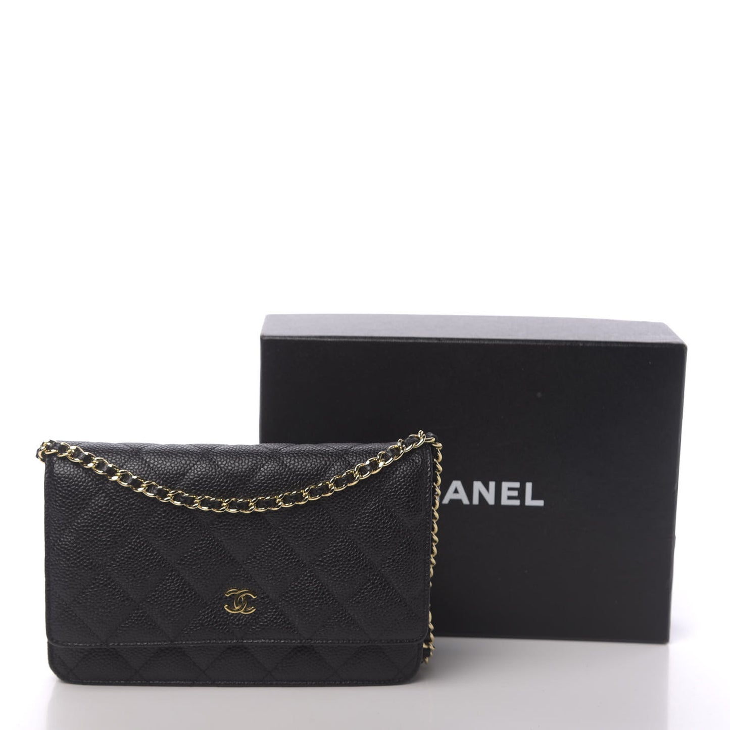 Caviar Quilted Wallet On Chain WOC Black