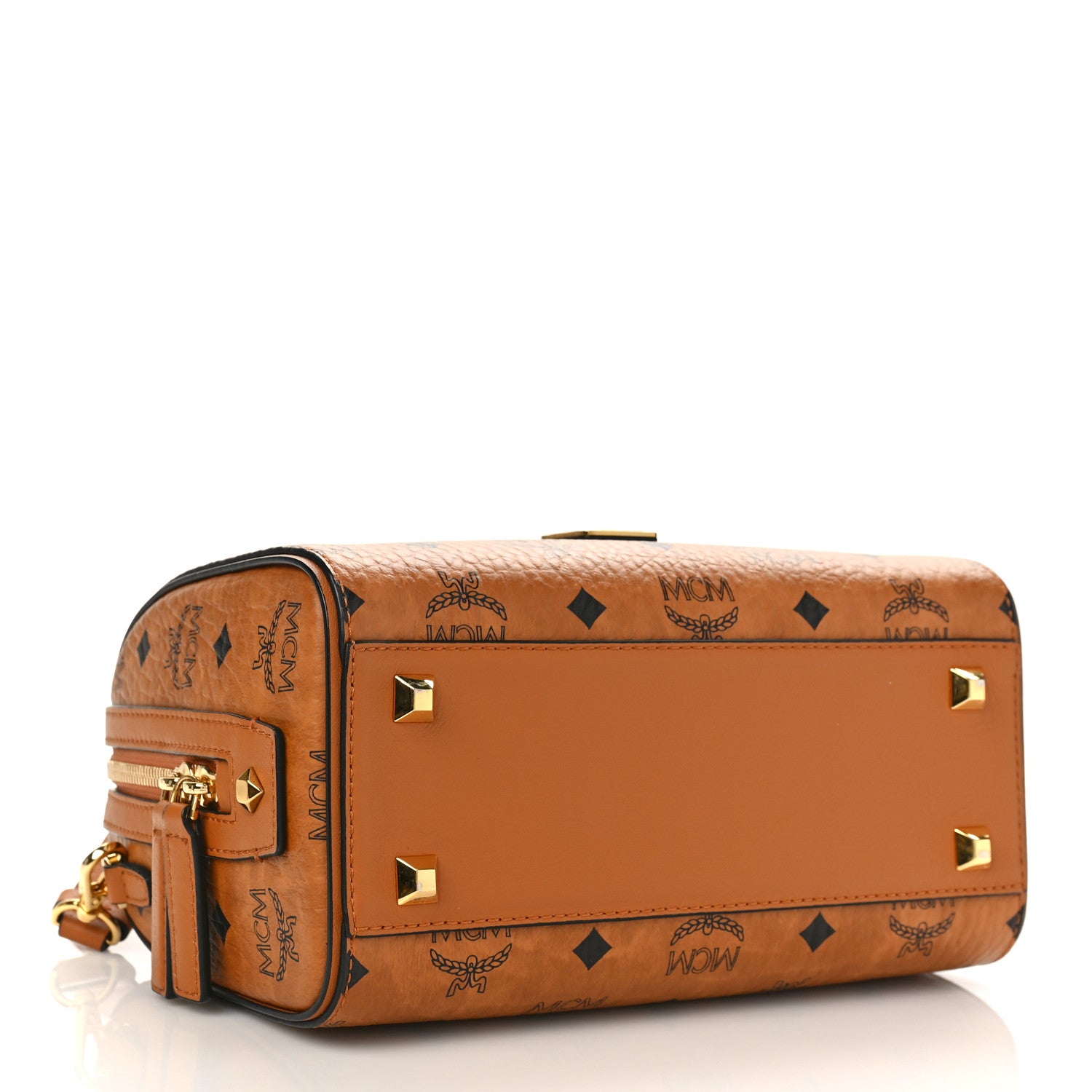 MCM Visetos Small Essential Boston Bag Cognac 4 of 8