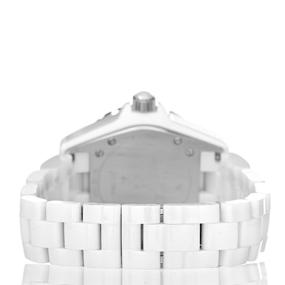 Chanel Stainless Steel Ceramic Diamond 33mm J12 Quartz Watch White 4 of 7