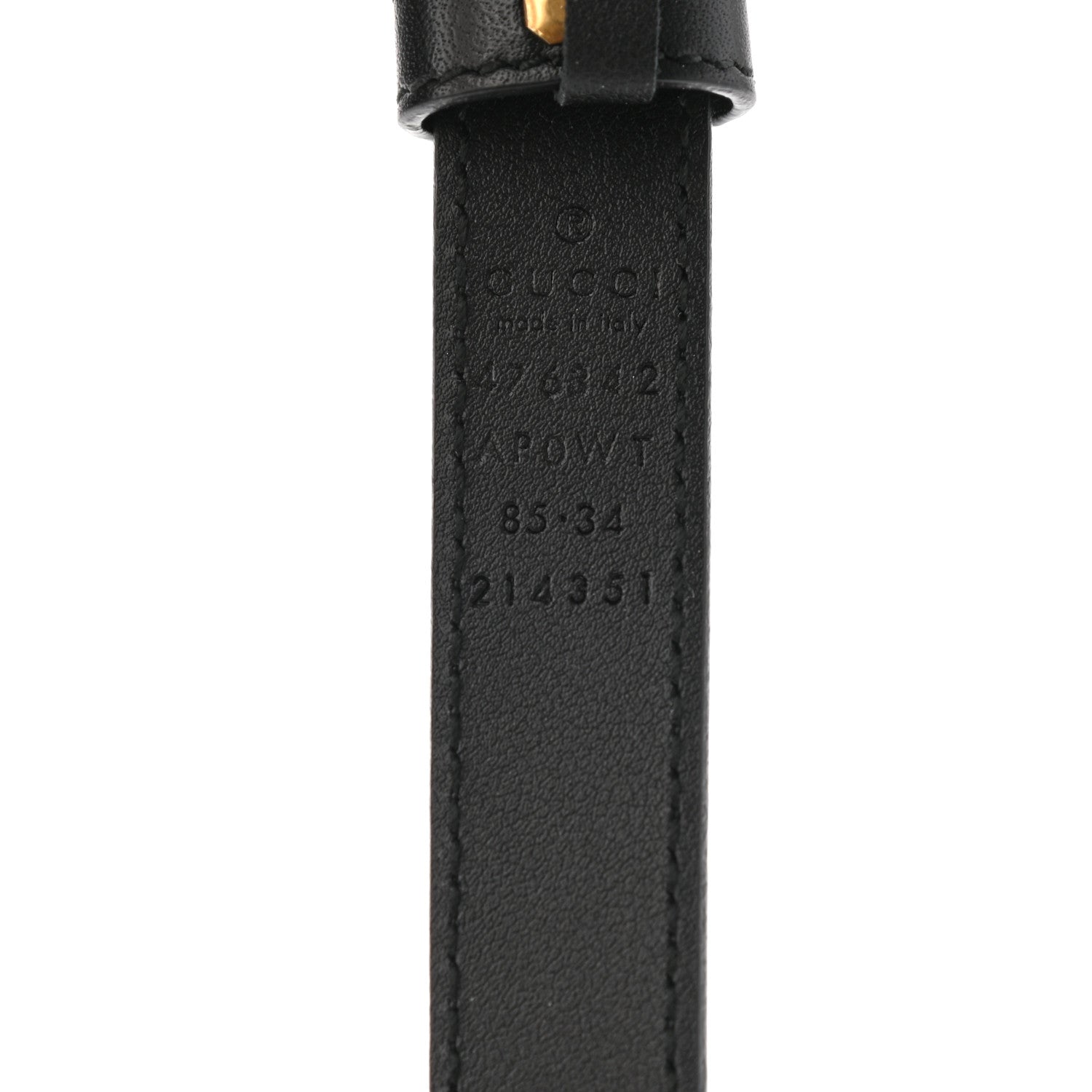 Gucci Calfskin Pearl Double G 20mm Belt 85 34 Black Cream 3 of 5