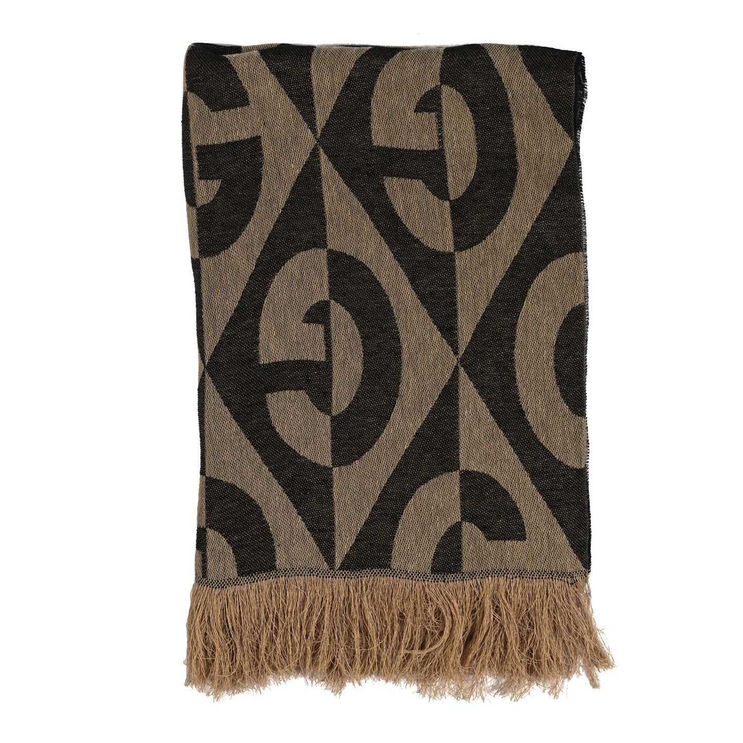Linen Plaid GG Diamond Print Blanket Dark Brown