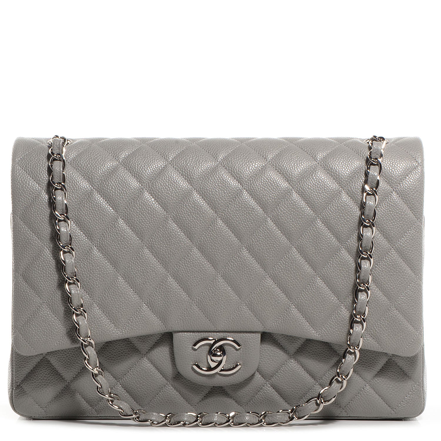 Chanel Caviar Maxi Double Flap Light Grey 1 of 9