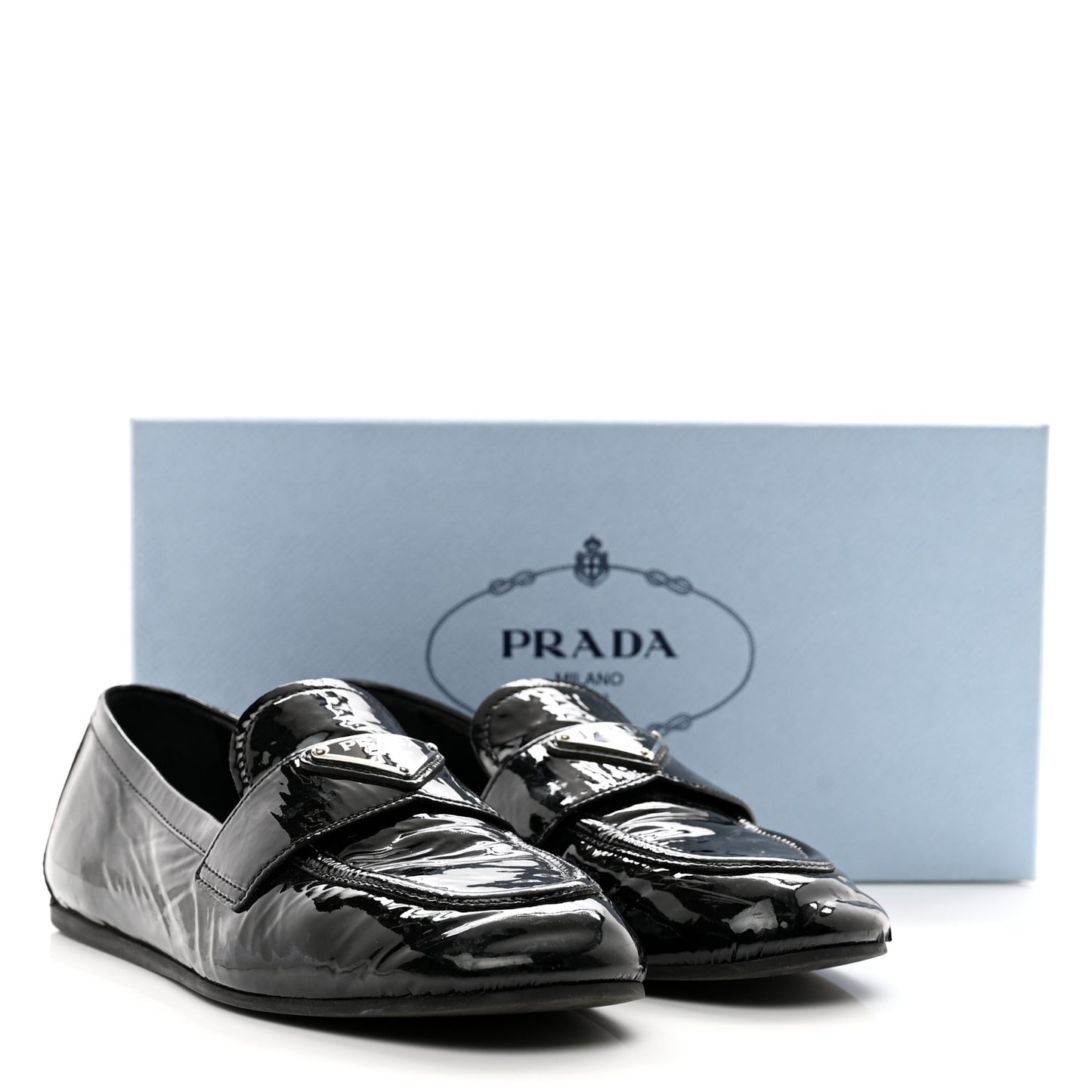 Naplak Metal Triangle Logo Loafers 38 Black