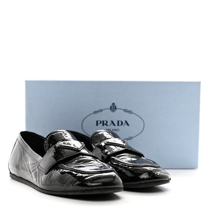 Prada Naplak Metal Triangle Logo Loafers 38 Black 9 of 9