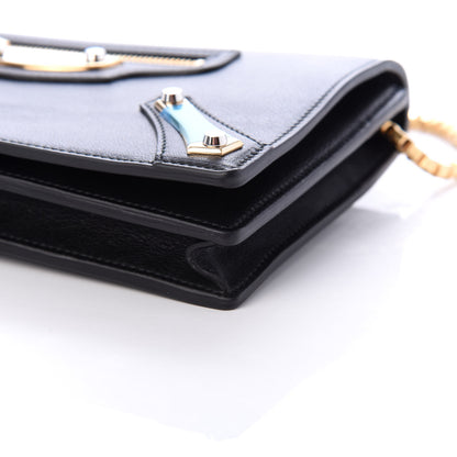 Balenciaga Veau Amp Plate Gold Chain Wallet Black 7 of 9