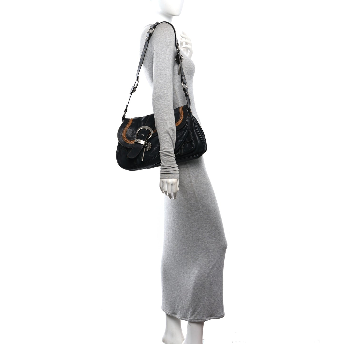 Calfskin Medium Gaucho Double Saddle Bag Black