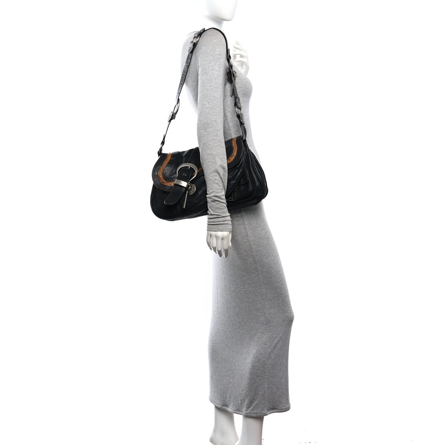 Christian Dior Calfskin Medium Gaucho Double Saddle Bag Black 2 of 10