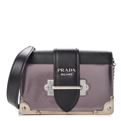 Prada Metallic Vitello Saffiano Cahier Bag Ferro Black 1 of 8