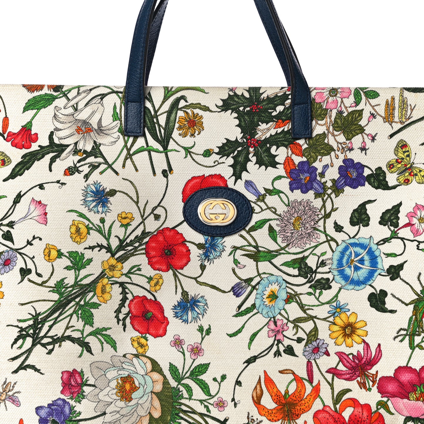Canvas Large Flora Tote Navy Multicolor