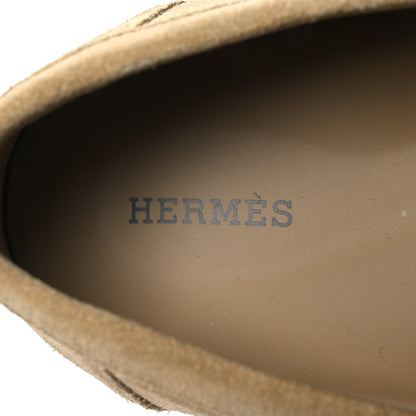 Hermes Suede Calfskin Womens Lazy Loafers 39 Beige Sable 9 of 12