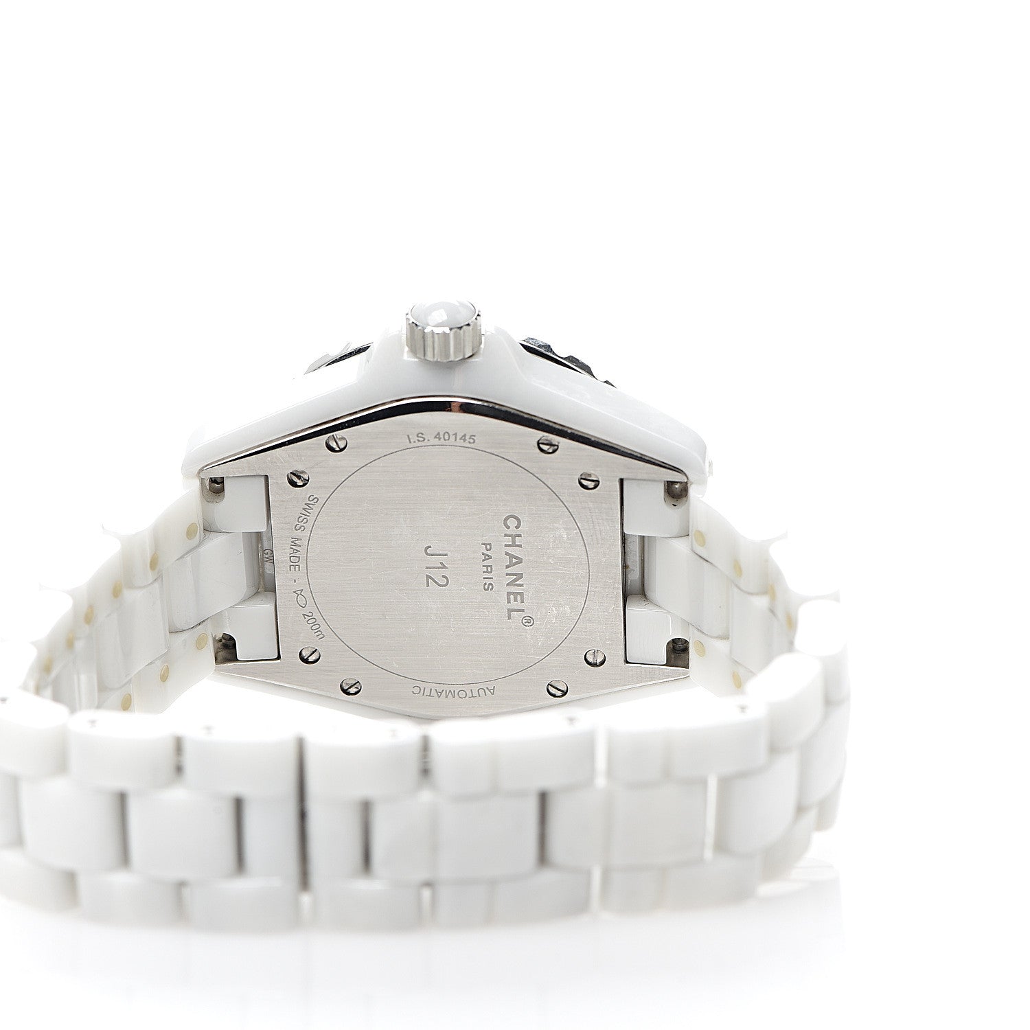 Chanel Stainless Steel Ceramic Diamond 38mm J12 Automatic Watch White 4 of 5