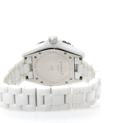 Chanel Stainless Steel Ceramic Diamond 38mm J12 Automatic Watch White 4 of 5