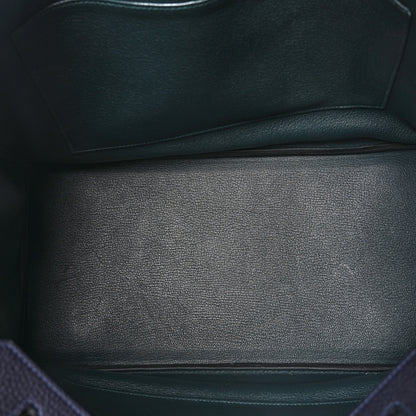 Hermes Togo Swift Officier Birkin 35 Bleu Nuit Vert Cypress 5 of 13