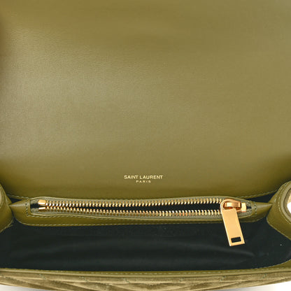 Saint Laurent Suede Matelasse Chevron Monogram Medium College Bag Loden Green 5 of 10
