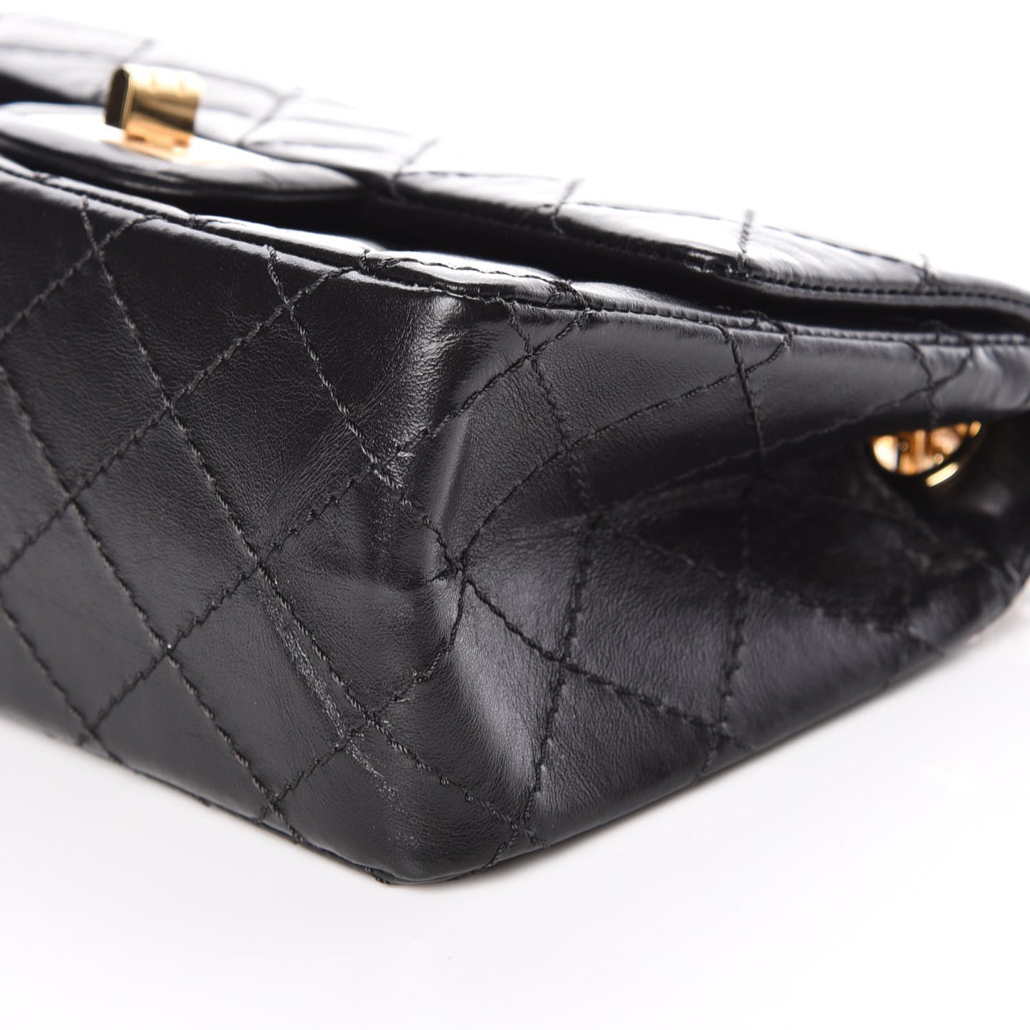 Aged Calfskin Quilted 2.55 Reissue Mini Flap Black