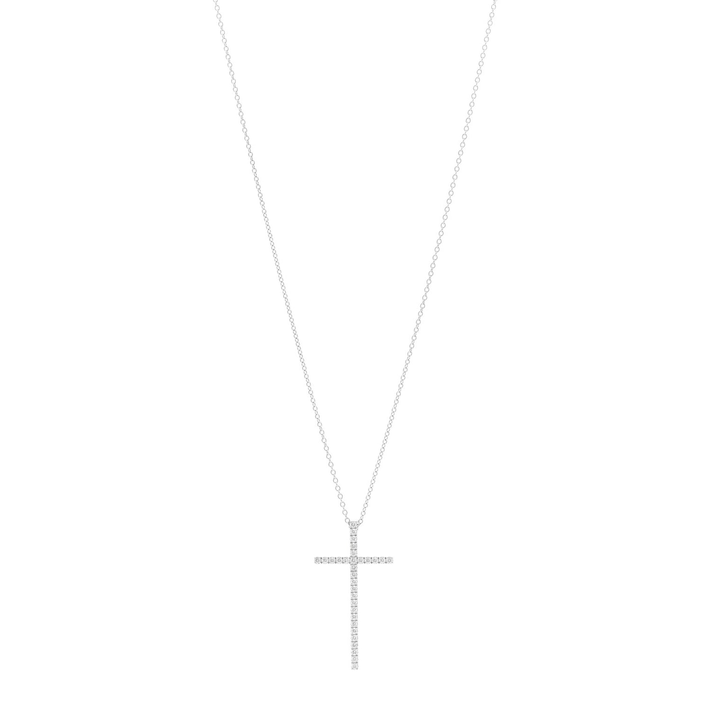 18K White Gold Diamond Metro Cross Pendant Necklace