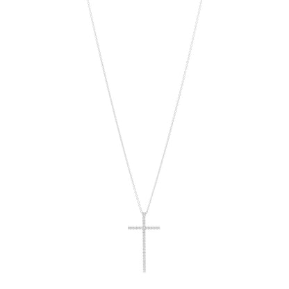 Tiffany 18K White Gold Diamond Metro Cross Pendant Necklace 1 of 5