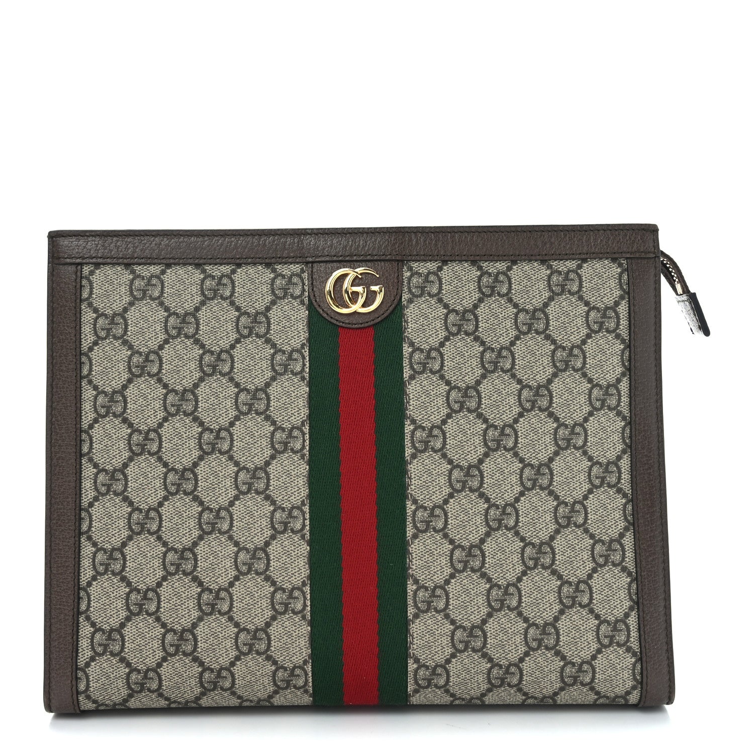 Gucci GG Supreme Monogram Web Ophidia Pouch Brown 1 of 10