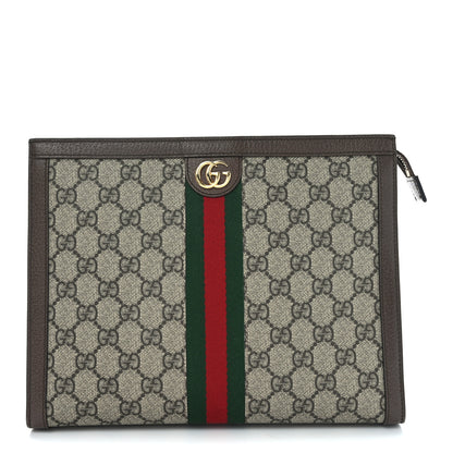 Gucci GG Supreme Monogram Web Ophidia Pouch Brown 1 of 10