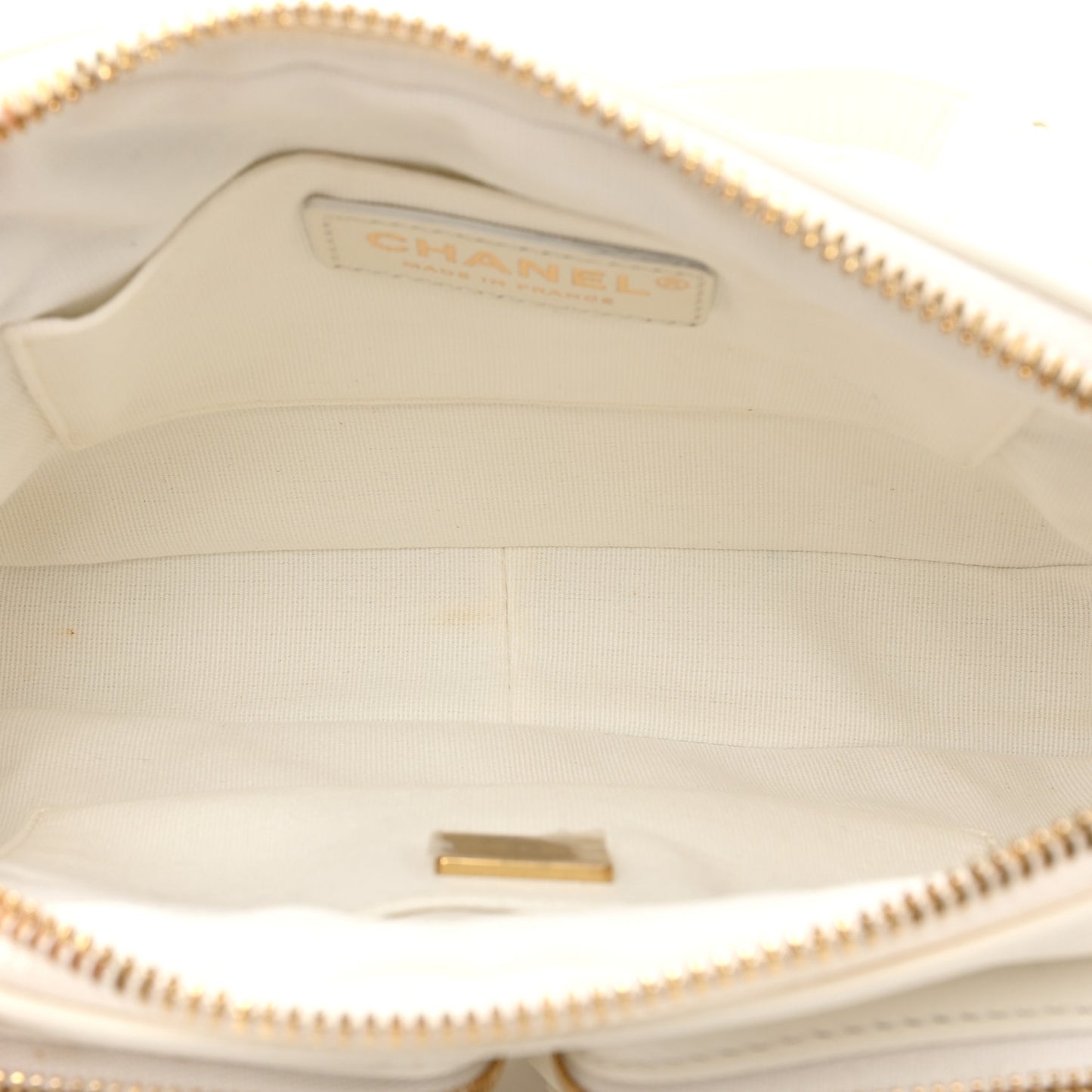 Calfskin Quilted Small Camera Case White