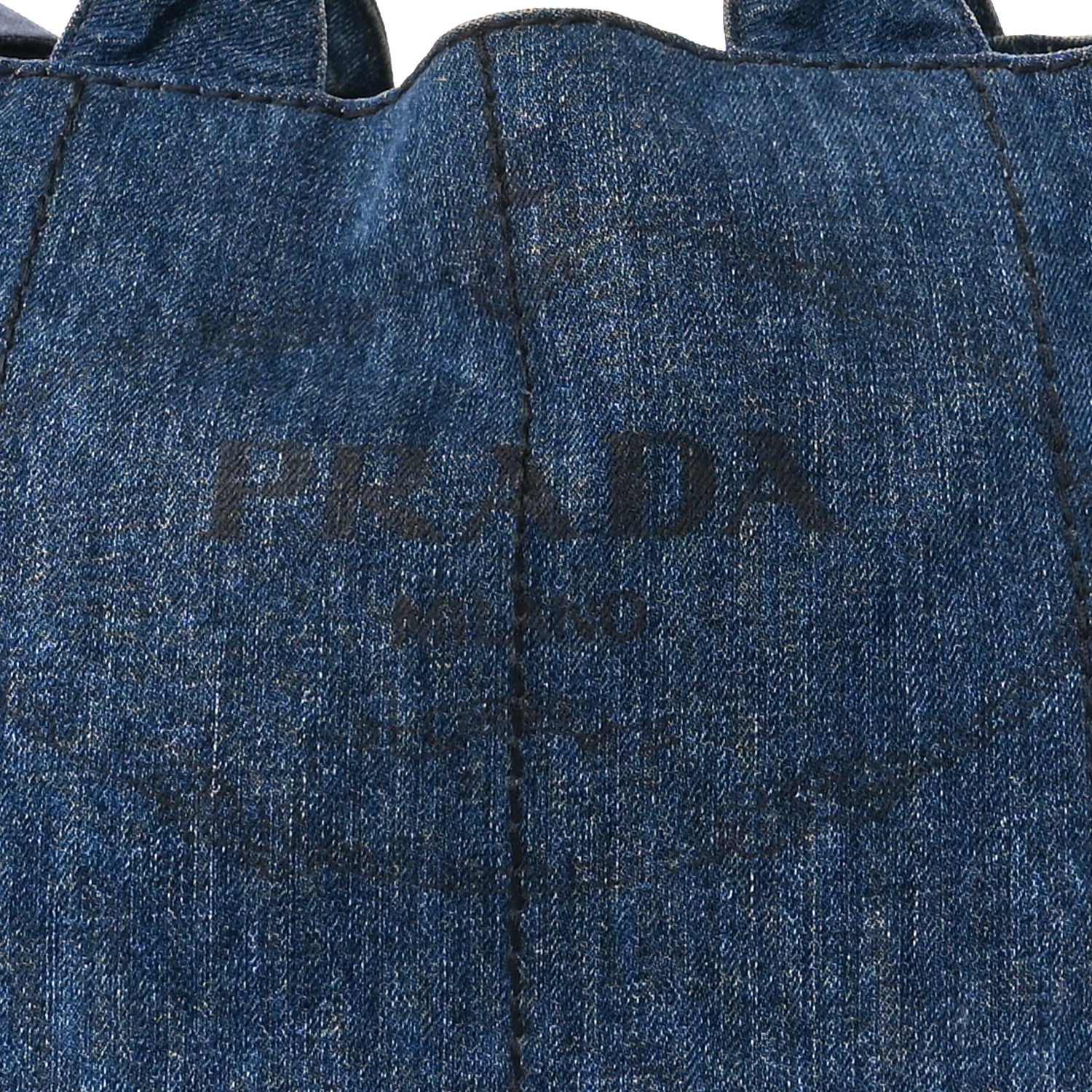 Prada Denim Logo Tote Bleu 10 of 13