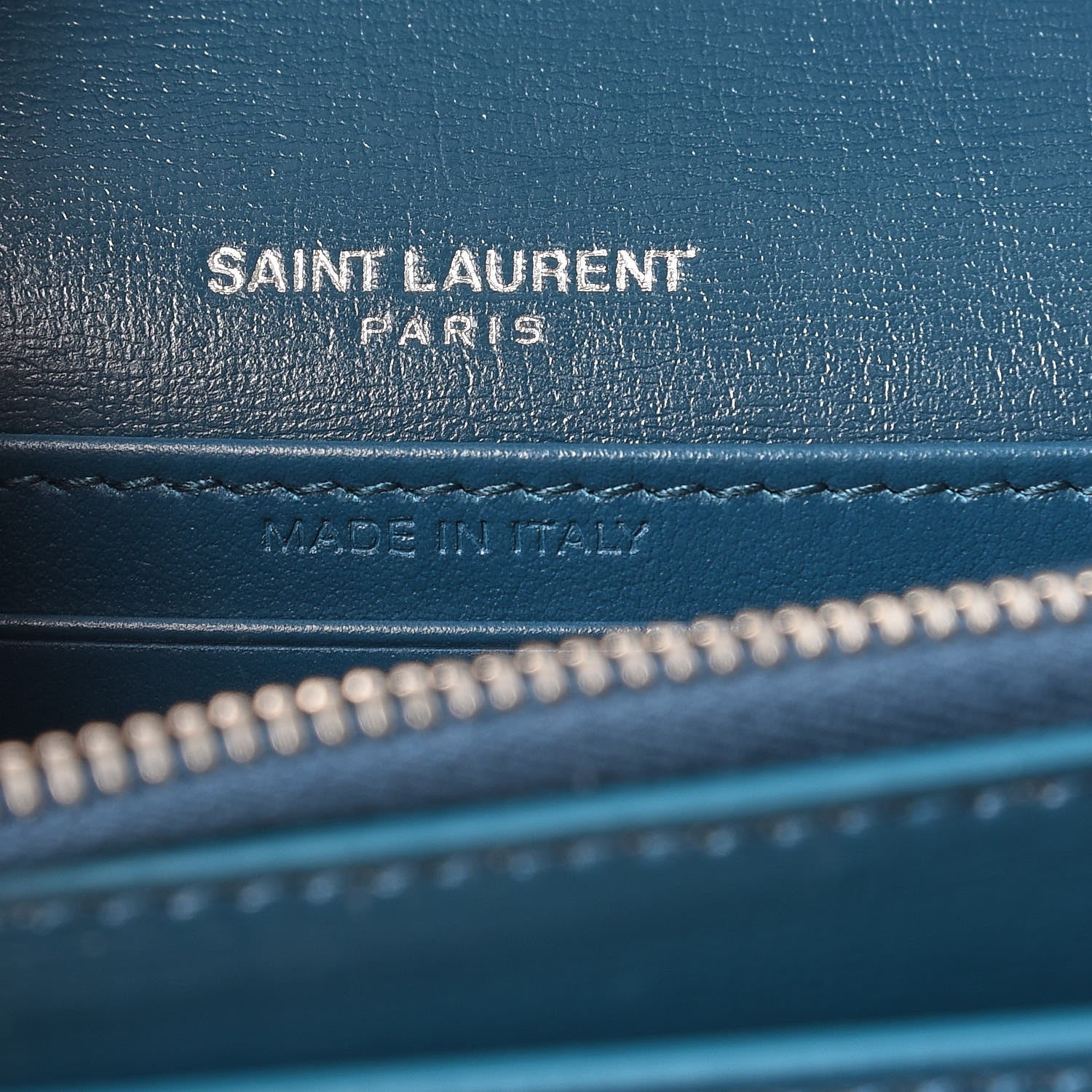 Saint Laurent Calfskin Monogram Sunset Chain Wallet Peacock 8 of 10
