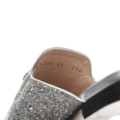 Gucci Glitter Womens Princetown Slippers 35 Silver 8 of 9