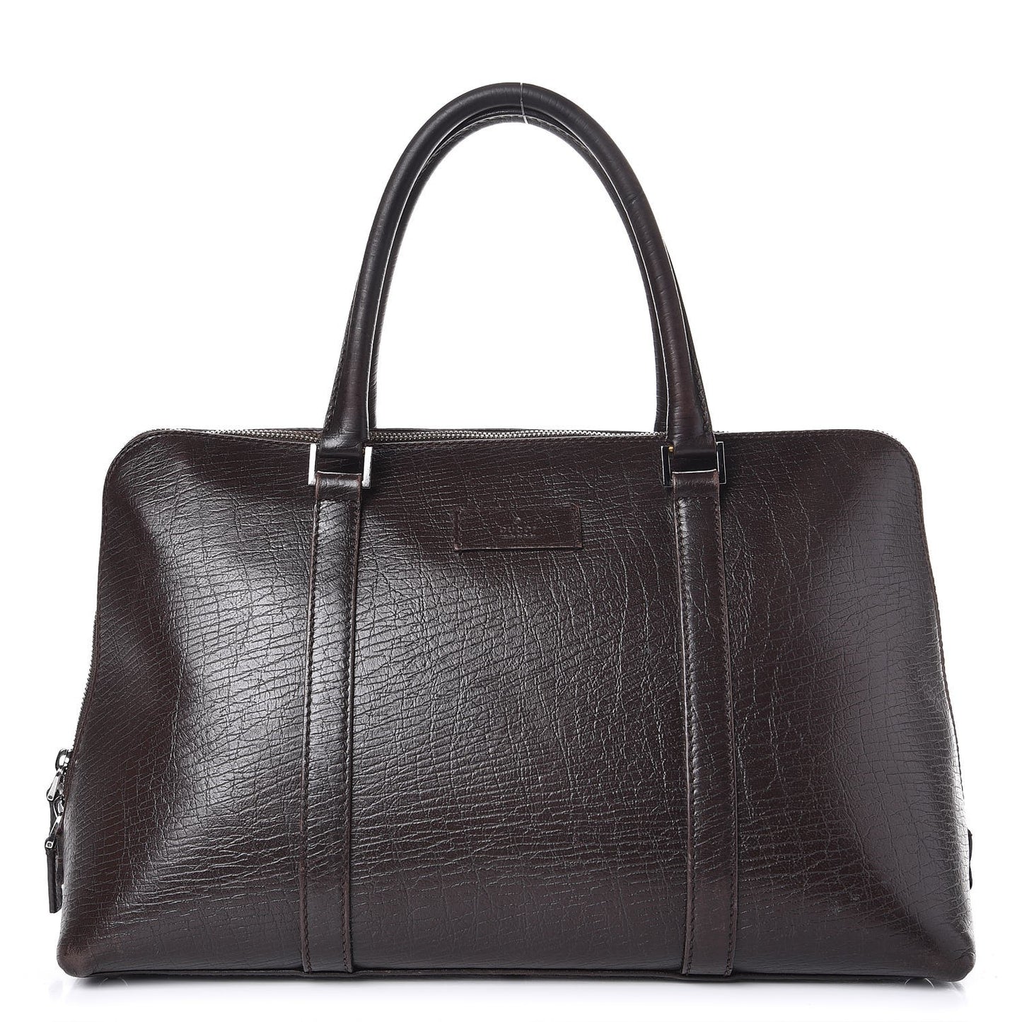 Textured Calfskin Shoulder Bag Dark Brown