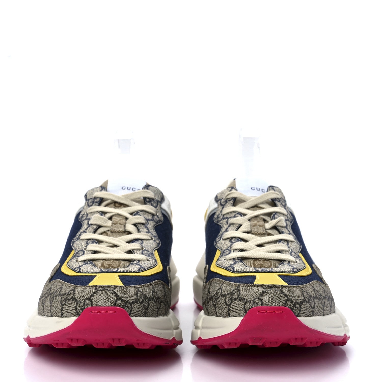 Gucci GG Supreme Monogram Mix Monogram Mens Rhyton Sneakers 11 London Blue Beige Sun Yellow 2 of 8