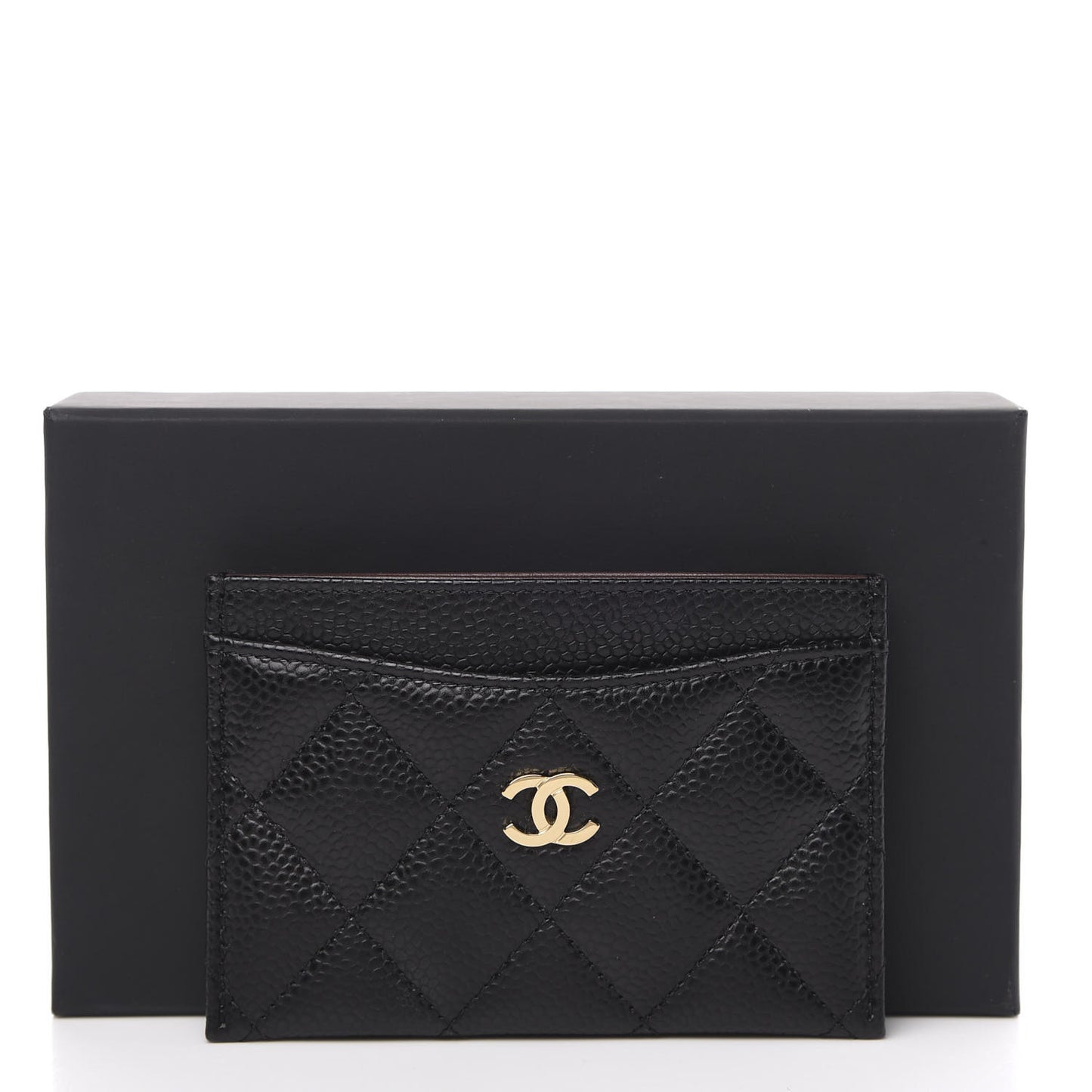 Caviar Quilted Card Holder Black