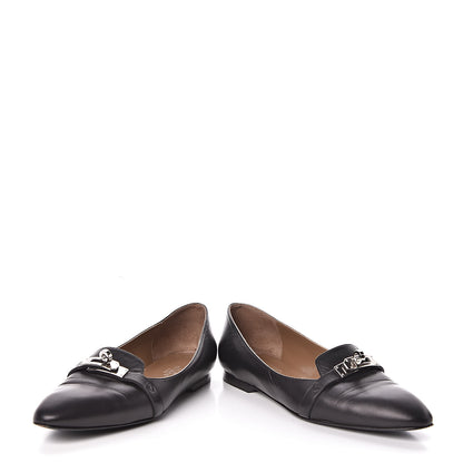 Hermes Calfskin Pegase Ballerina Flats 37 Black 6 of 10