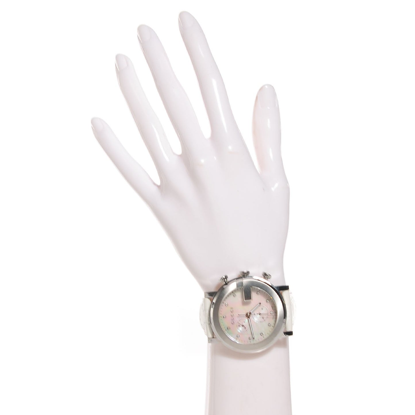 Stainless Steel Calfskin Diamond Mother of Pearl 44mm G-Chrono Quartz Watch