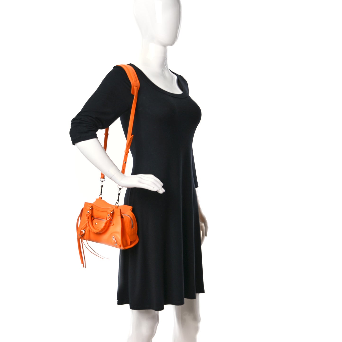 Grained Calfskin Neo Classic Silver Hardware Mini City Pop Orange