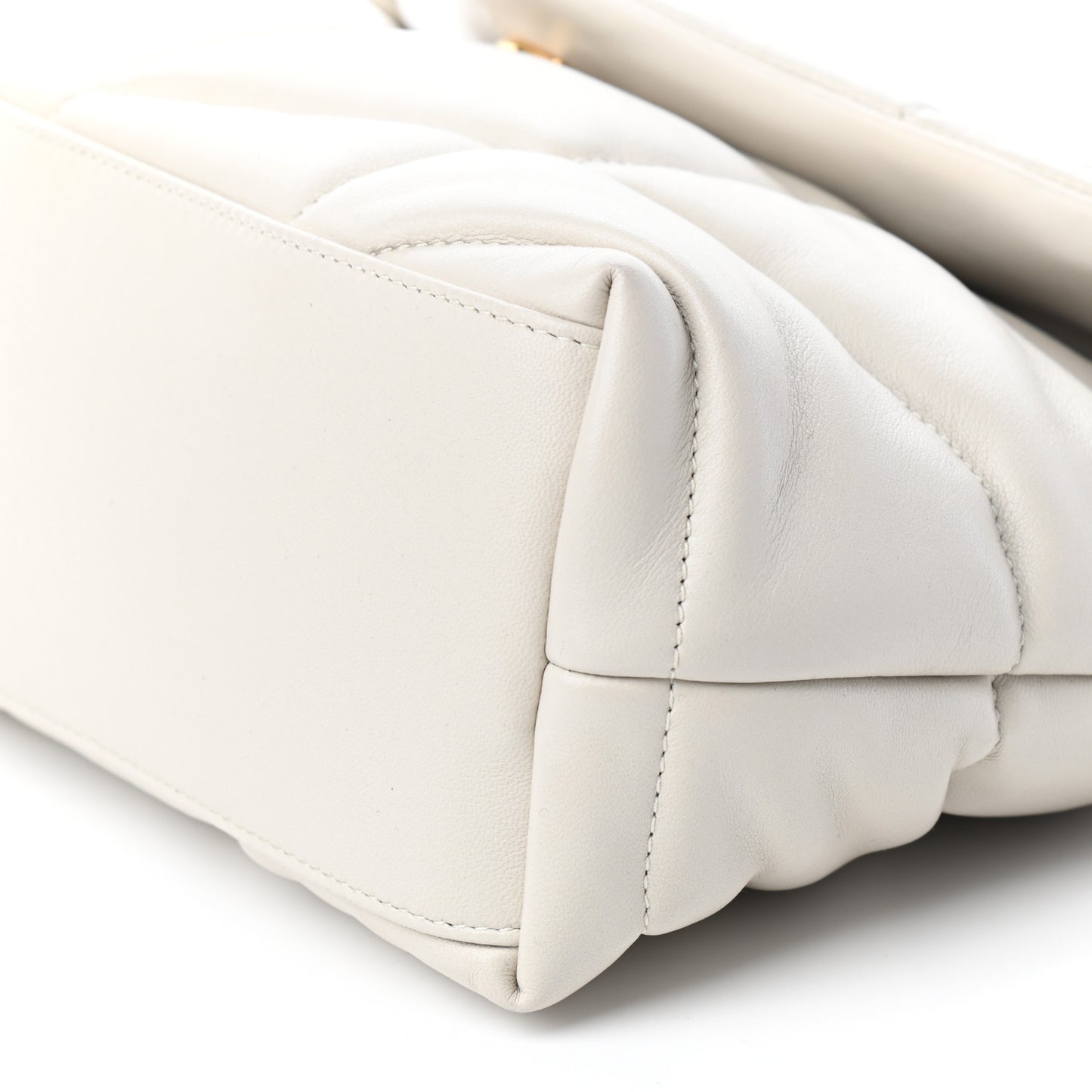Lambskin Quilted Small Loulou Puffer Monogram Chain Satchel Crema Soft
