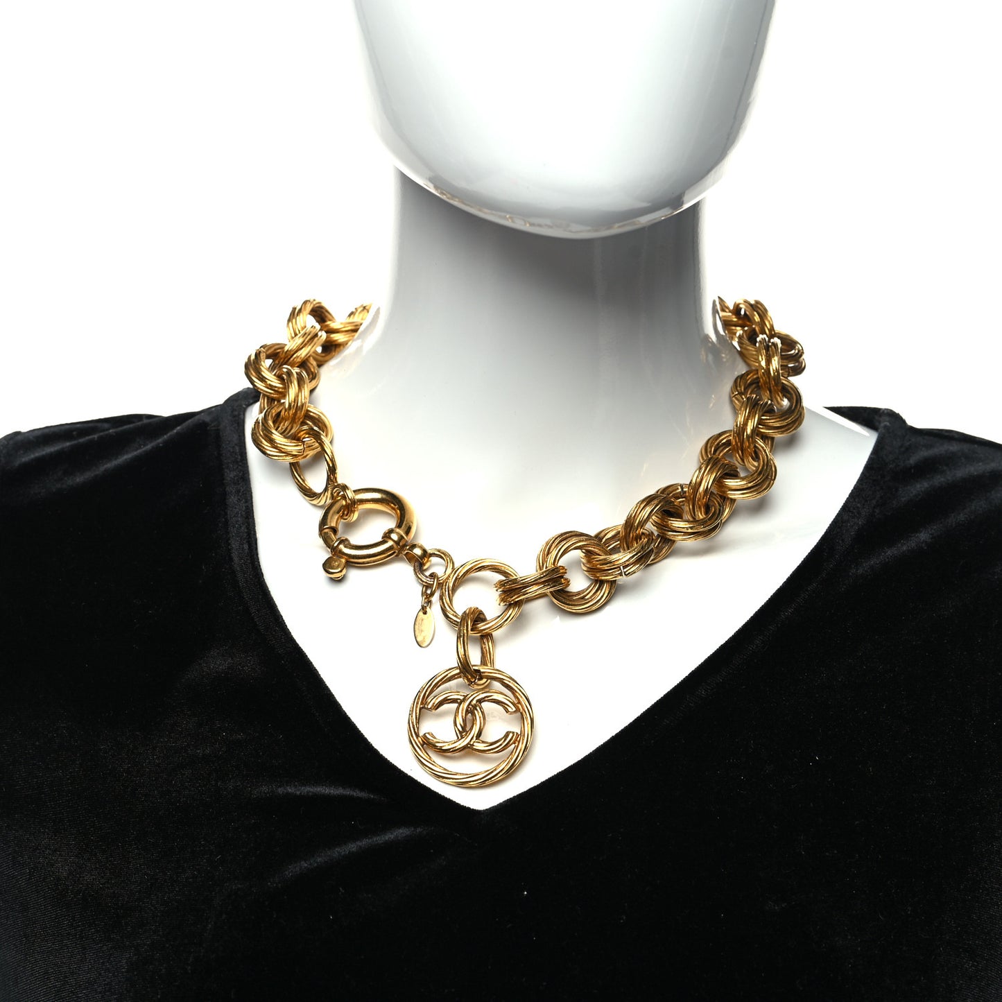 Metal Chain CC Choker Necklace Gold