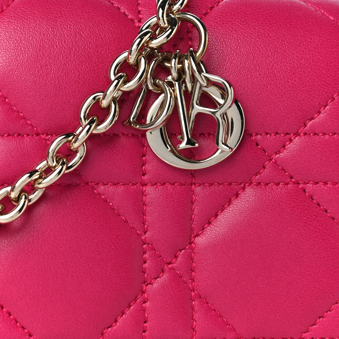 Lambskin Cannage Miss Dior Promenade Pouch Fuchsia