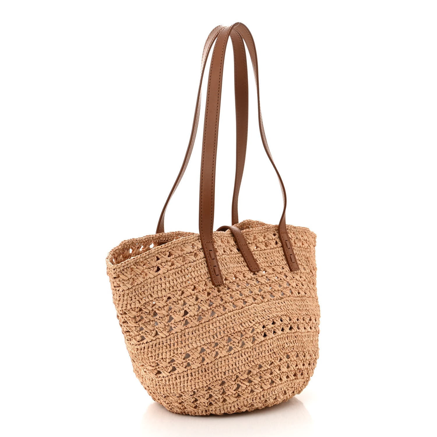 Saint Laurent Raffia Calfskin Small Panier Tote Naturel 3 of 12