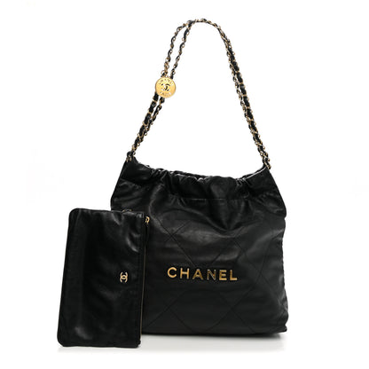 Chanel Shiny Calfskin Quilted Small Chanel 22 Black 3 of 11