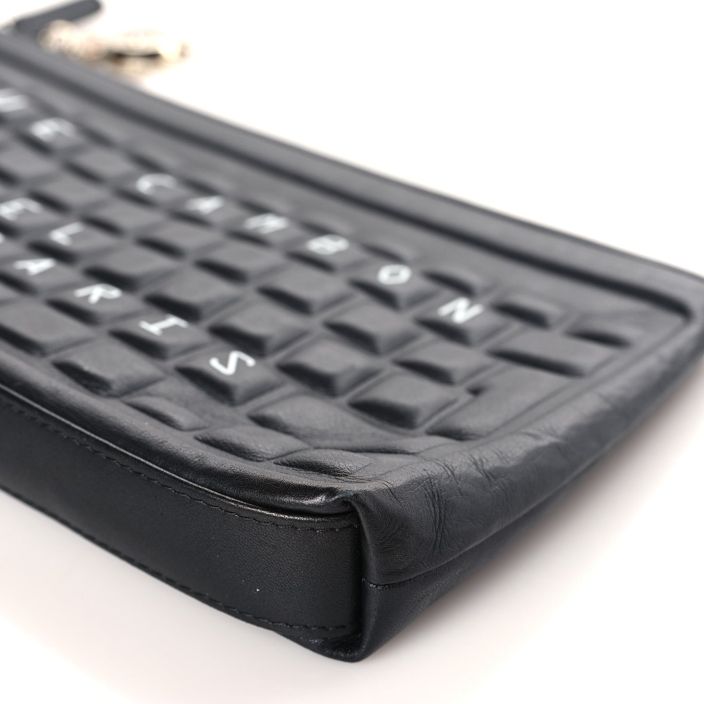 Metallic Calfskin Keyboard Pouch Black