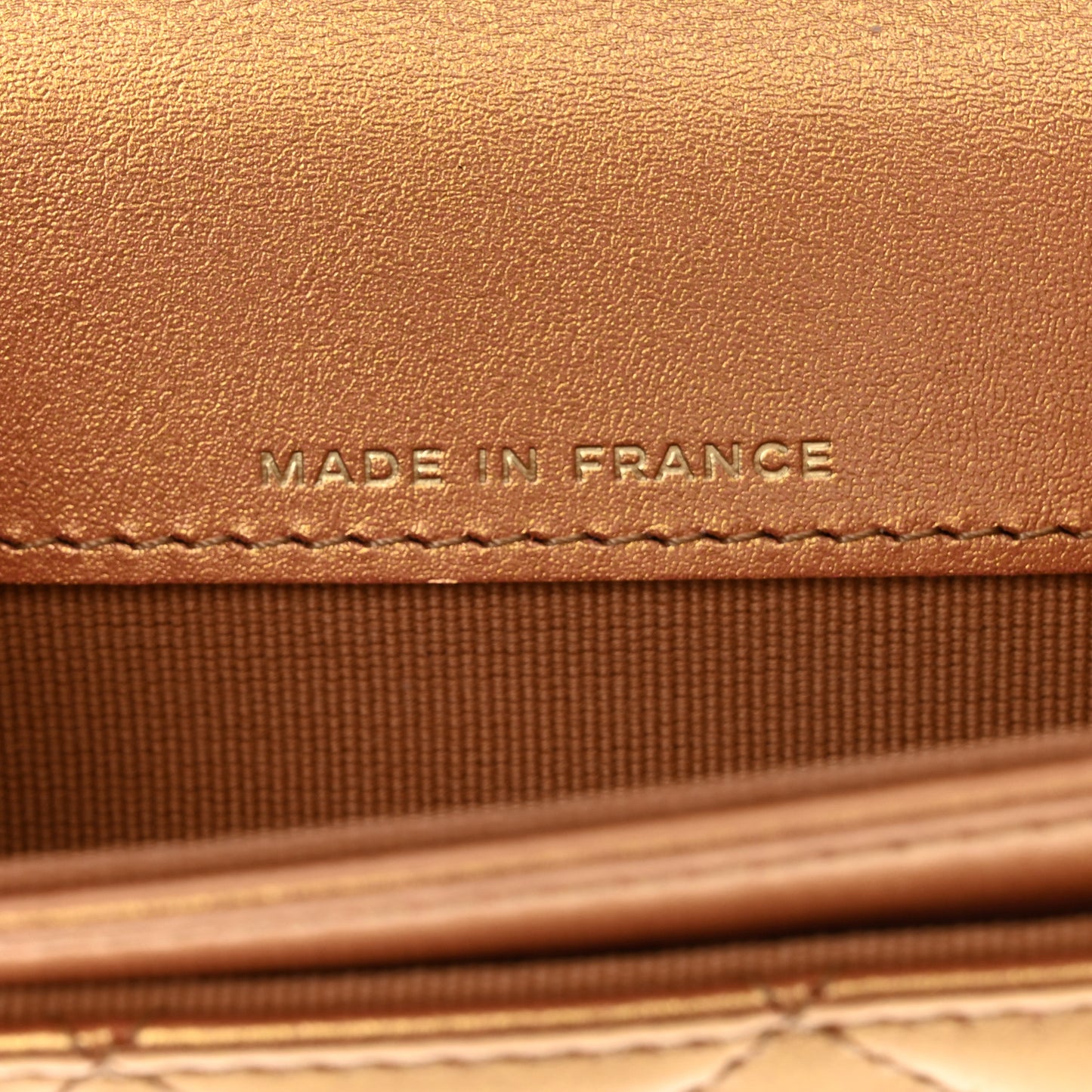 Metallic Lambskin Quilted Flap Card Holder Wallet Golden
