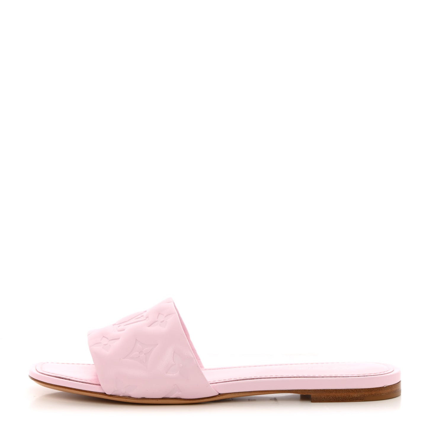 Lambskin Embossed Monogram Revival Flat Mules 37 Rose Clair