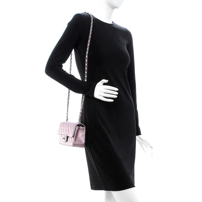 Chanel Metallic Calfskin Quilted Mini Rectangular Flap Pink 2 of 8