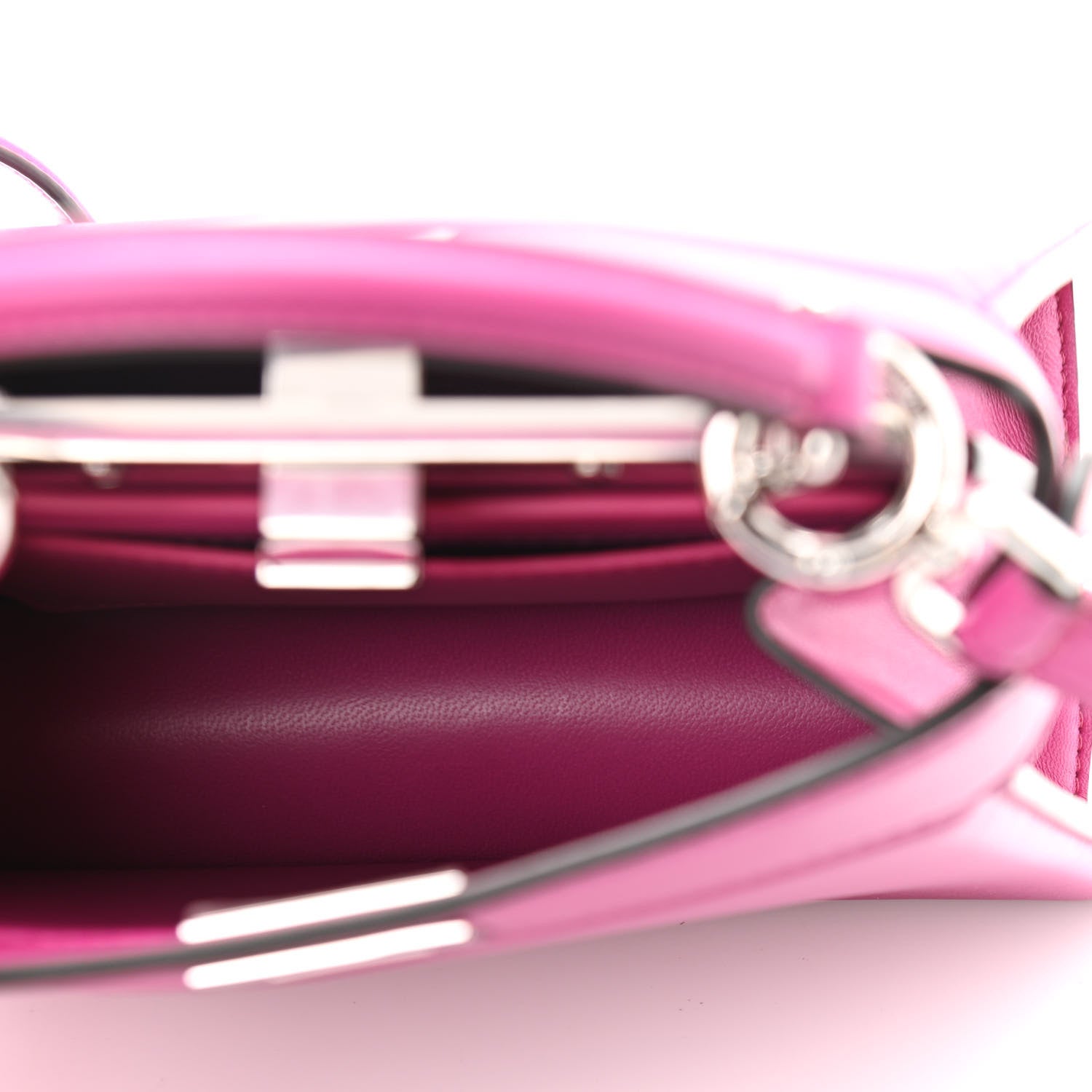 Fendi Shiny Nappa Petite Peekaboo I SEE U Satchel Magenta 5 of 9