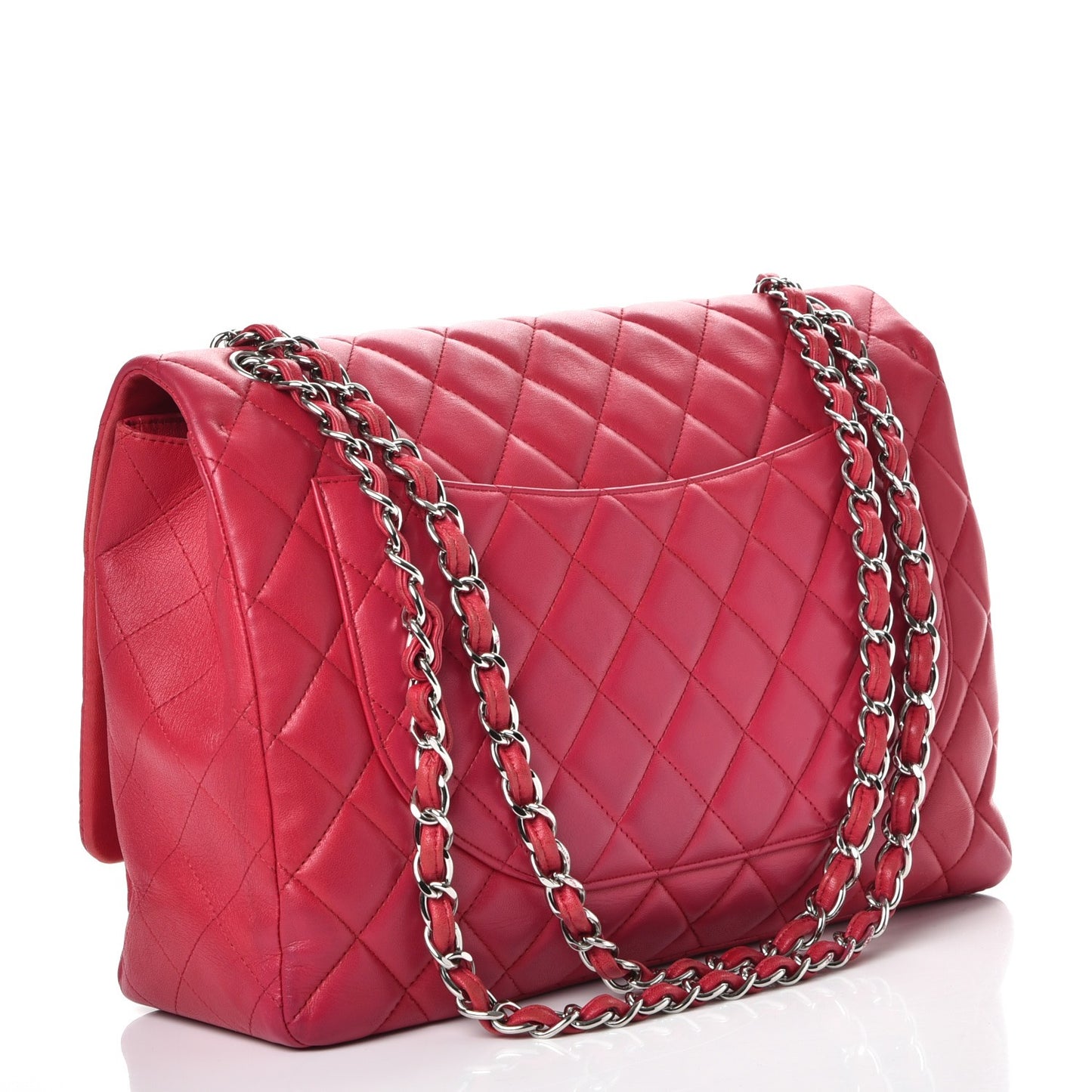 Lambskin Quilted Maxi Single Flap Fuchsia
