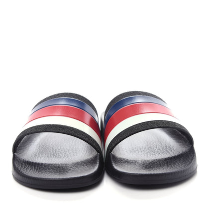 Gucci Rubber Web Mens Pool Slide Sandals 5 Black Mystic White Hibiscus Red Marine 5 of 10