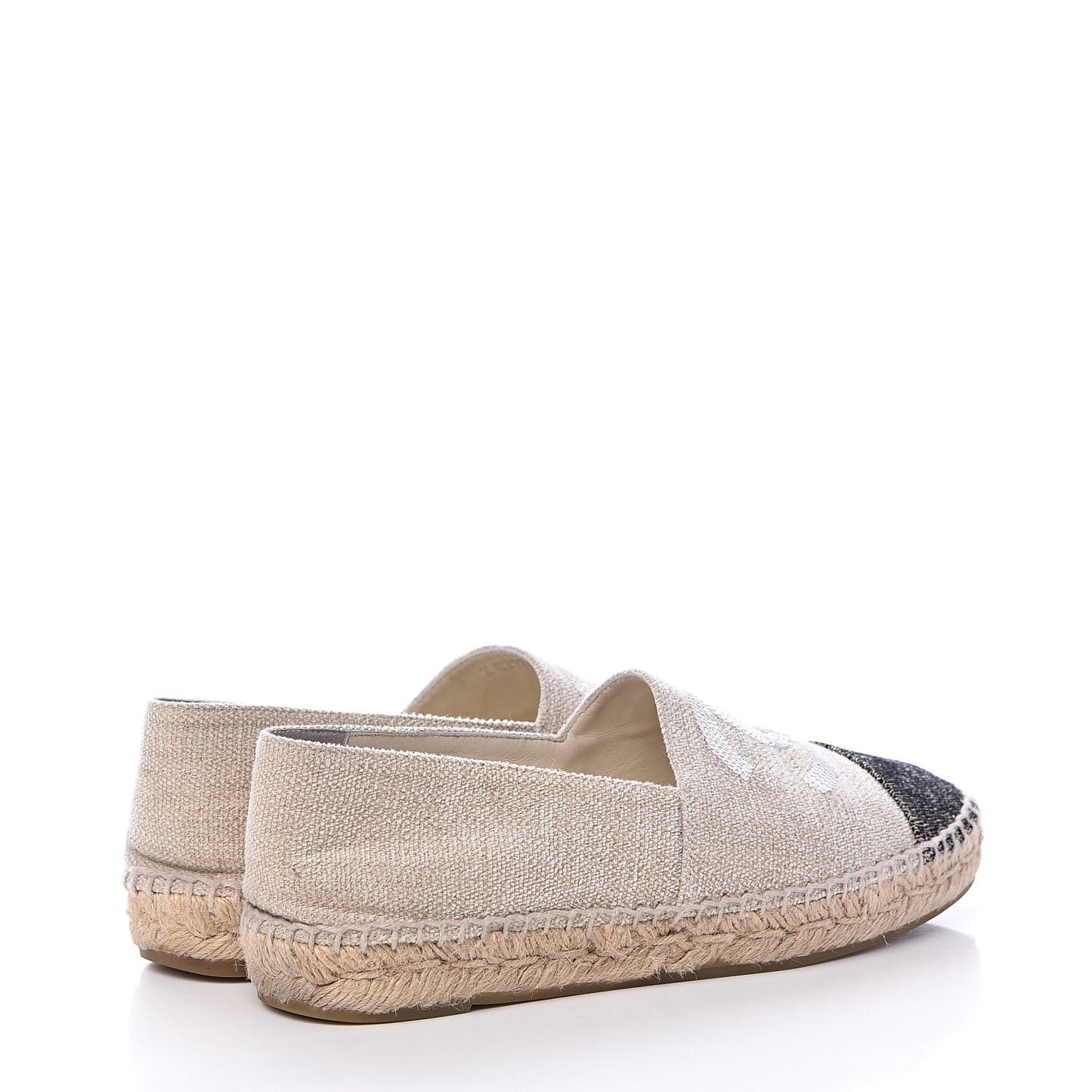 Toile Sequin CC Espadrilles 38 Beige Black