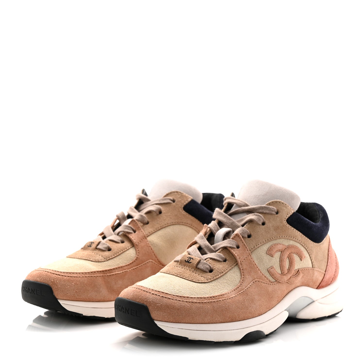Chanel Suede Calfskin CC Sneakers 40 Brown Beige 3 of 9