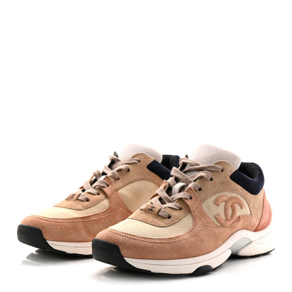 Chanel Suede Calfskin CC Sneakers 40 Brown Beige 3 of 9